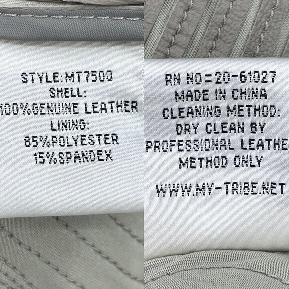 My Tribe Grey Taupe Leather Striped Open Front Waterfall Fitted Jacket - Picture 6 of 8